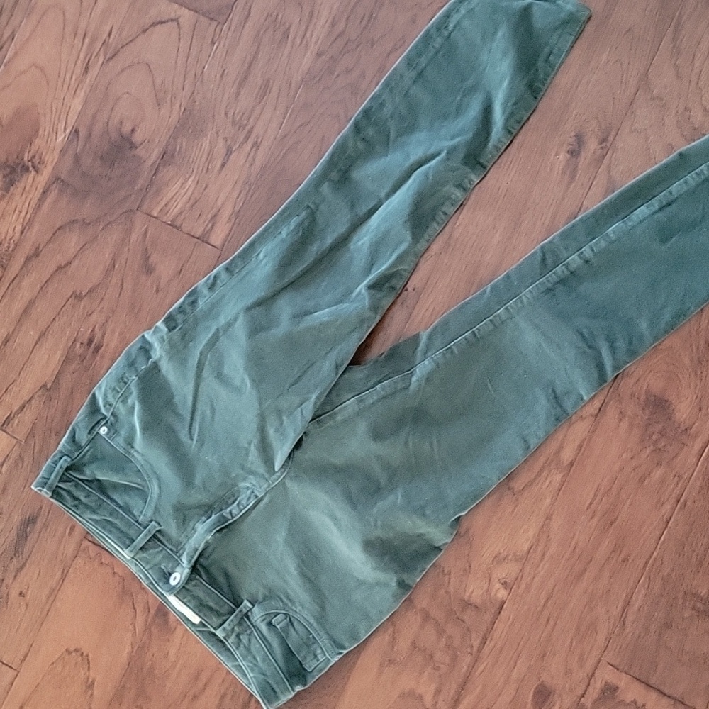 Pilcro Cotton Stretch Hi Risk Skinny Green Cords 31